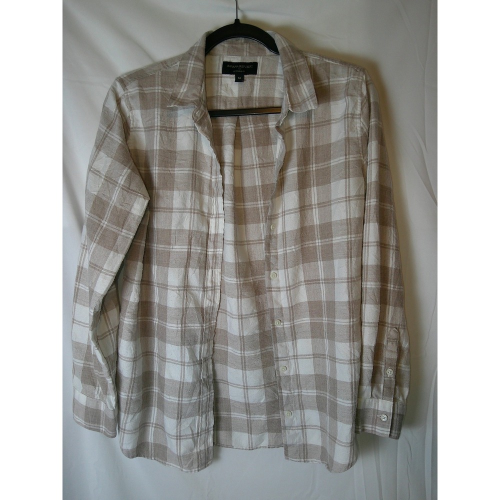 Banana Republic Boyfriend Fit Plaid Flannel Long Sleeve Shirt Women's M